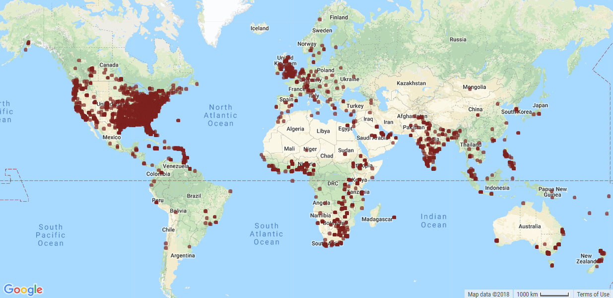 Online Bible School Student Map